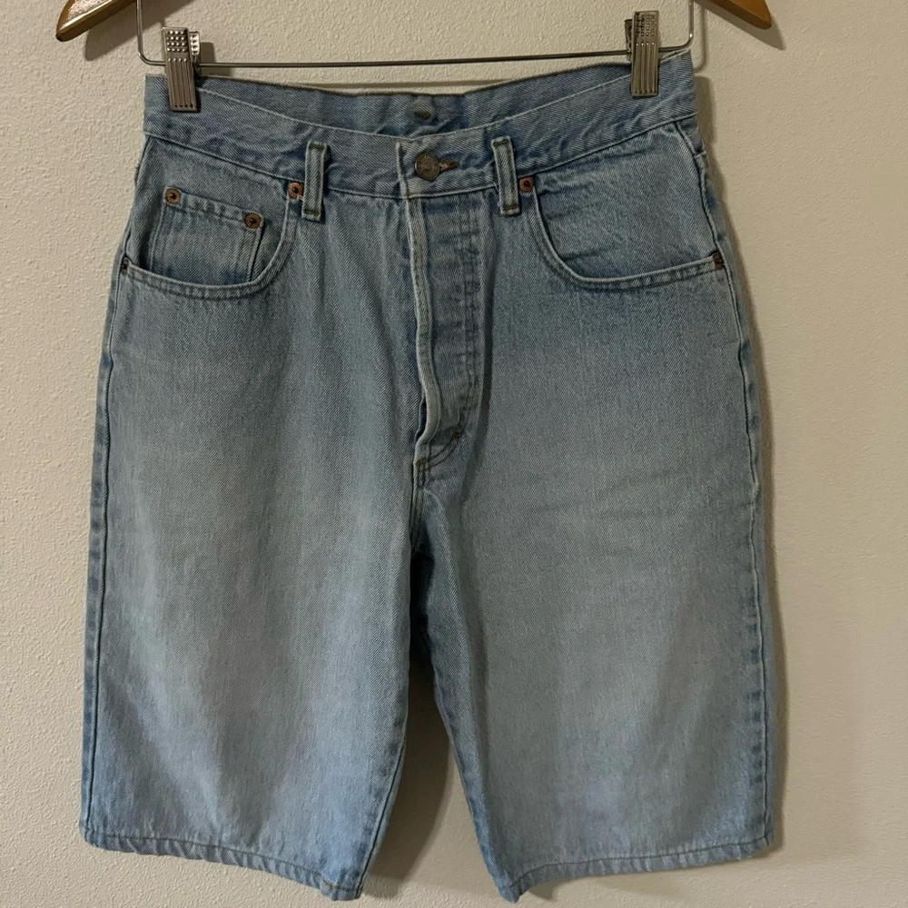 Vintage Agnelli Skater Baggy Jorts Light Wash Denim Longline Shorts USA Made-28